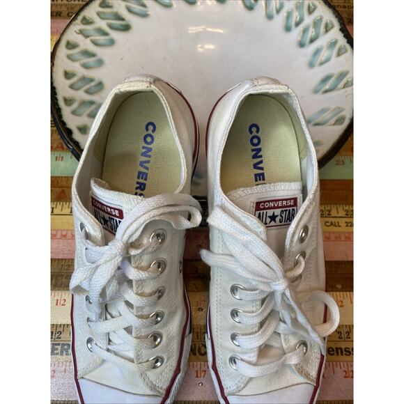 Converse All Star Sneaker Unisex Sz M6.5/W8.5 White Canvas Low Top Lace Up Shoe - Picture 4 of 13